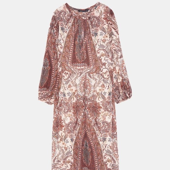 ZARA BLOGGERS FAV PRINTED FLOWING MIDI DRESS BRAND NEW WITH TAGS MEDIUM - Picture 9 of 10